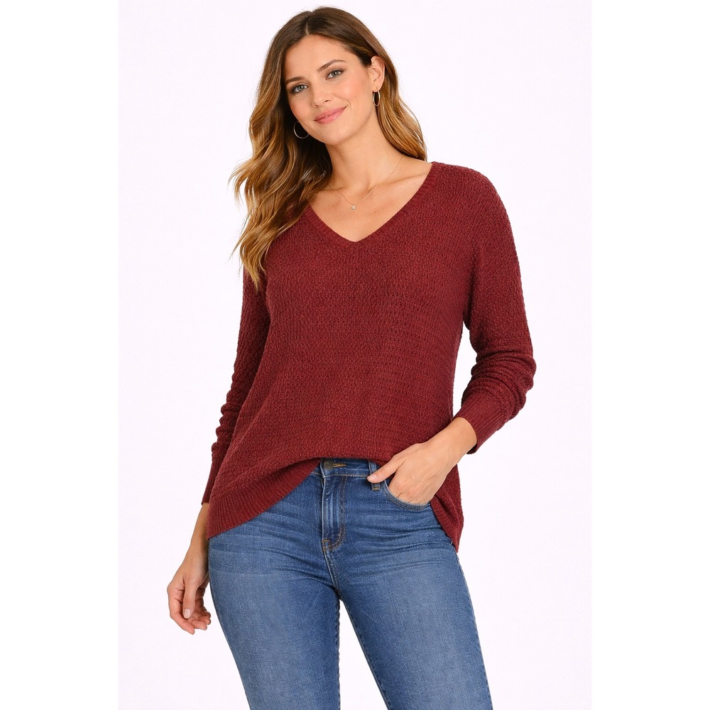 American Eagle-Burgundy V-neck sweater size small